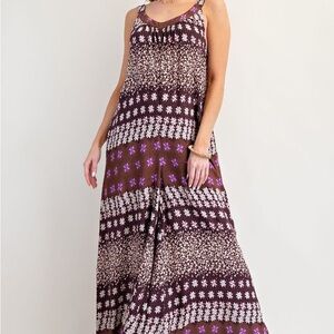 Easel  Purple Floral romper with pockets END OF SUMMER SALE 50 OFF